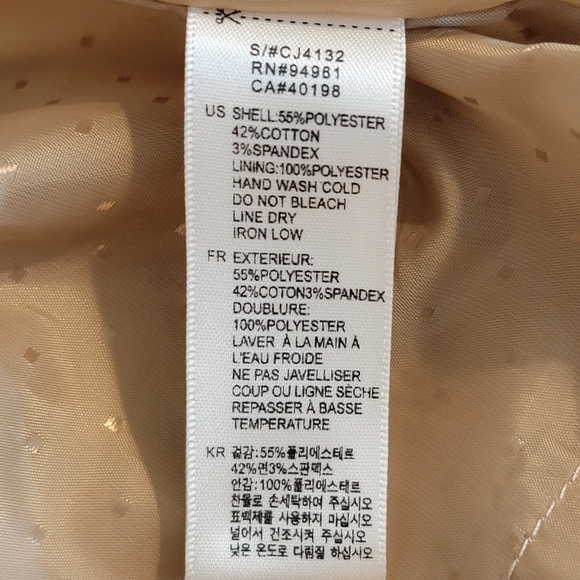 Twenty One Satin Khaki Short Peplum Trench Coat M - Picture 14 of 16